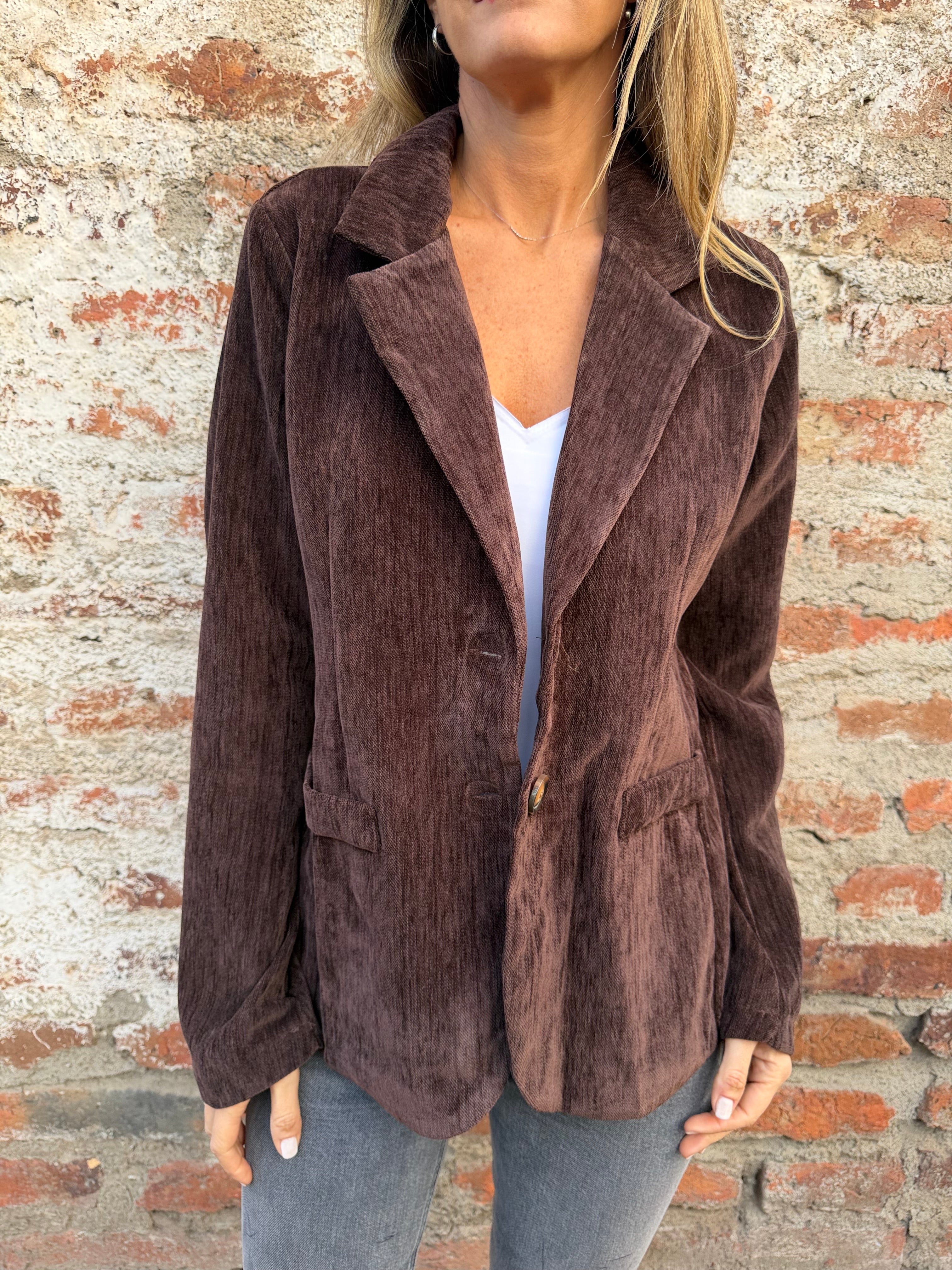 Blazer textura cafe oscuro