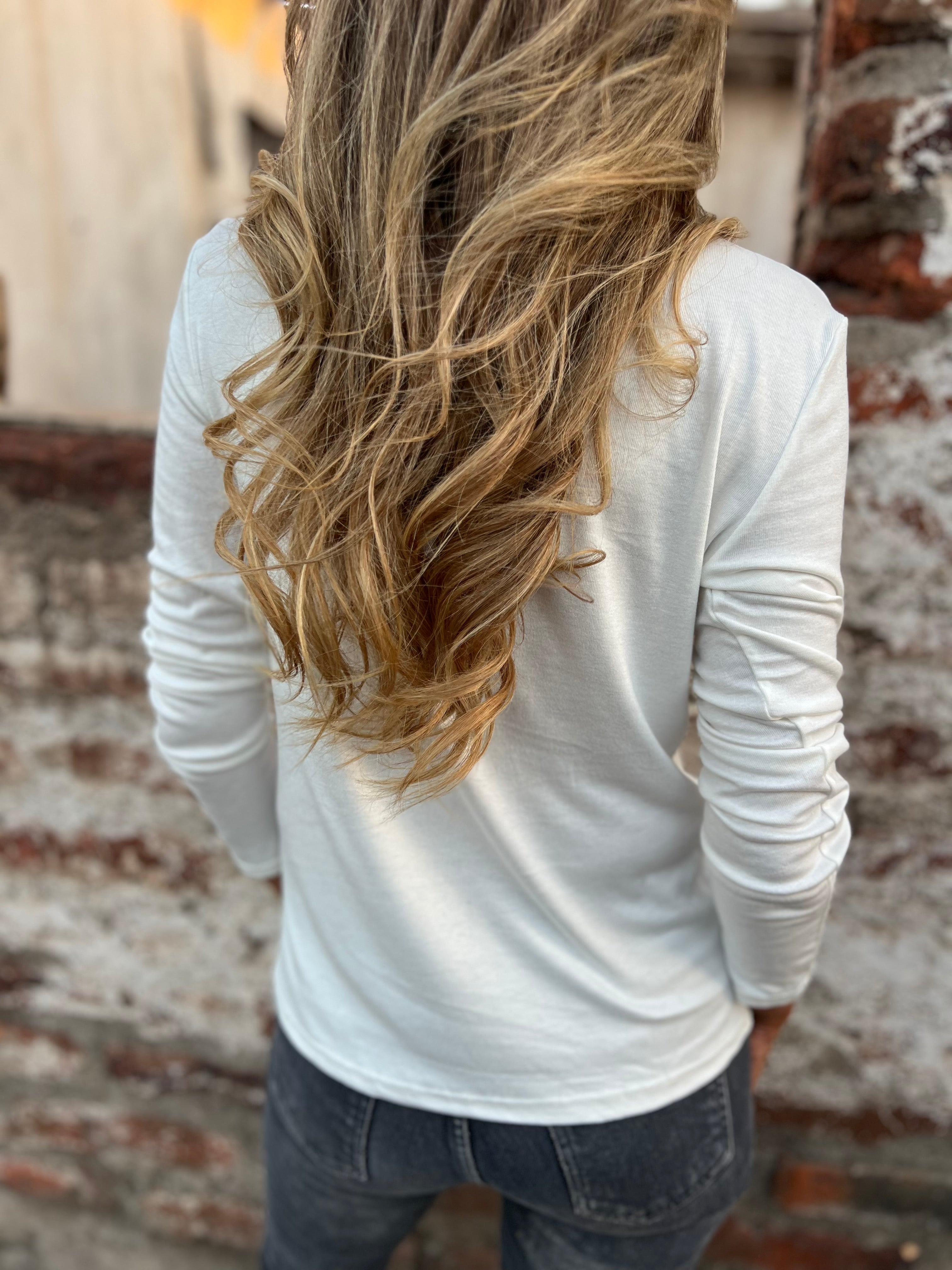 Polera básica cotton manga larga blanca