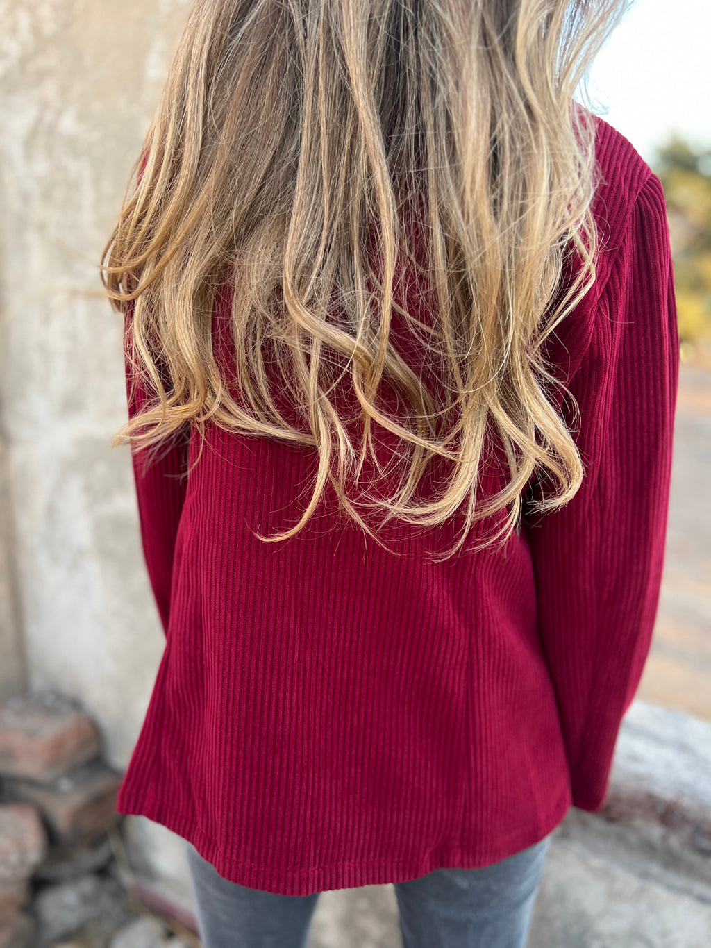 Blazer cotelé guinda