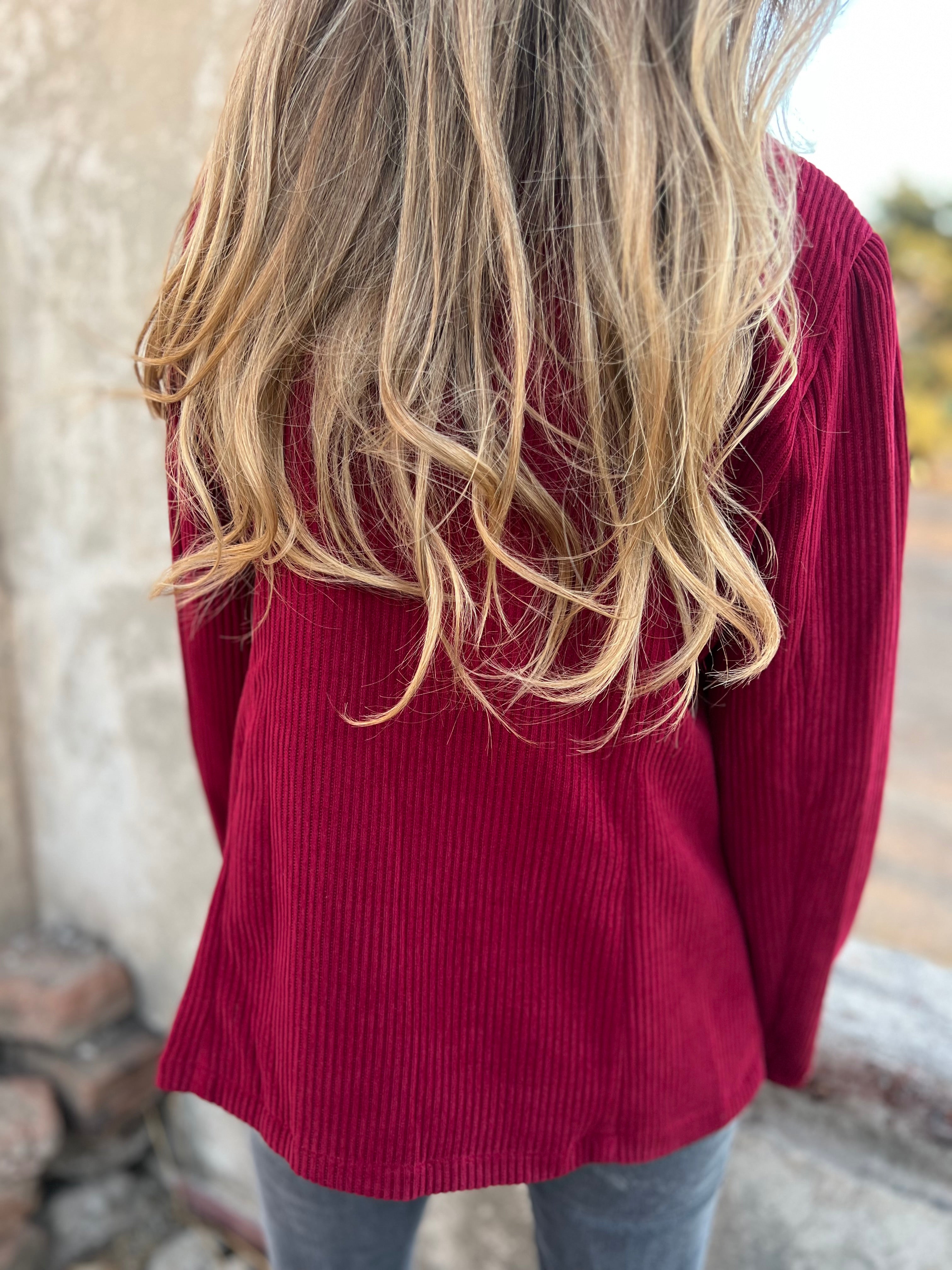 Blazer cotelé guinda