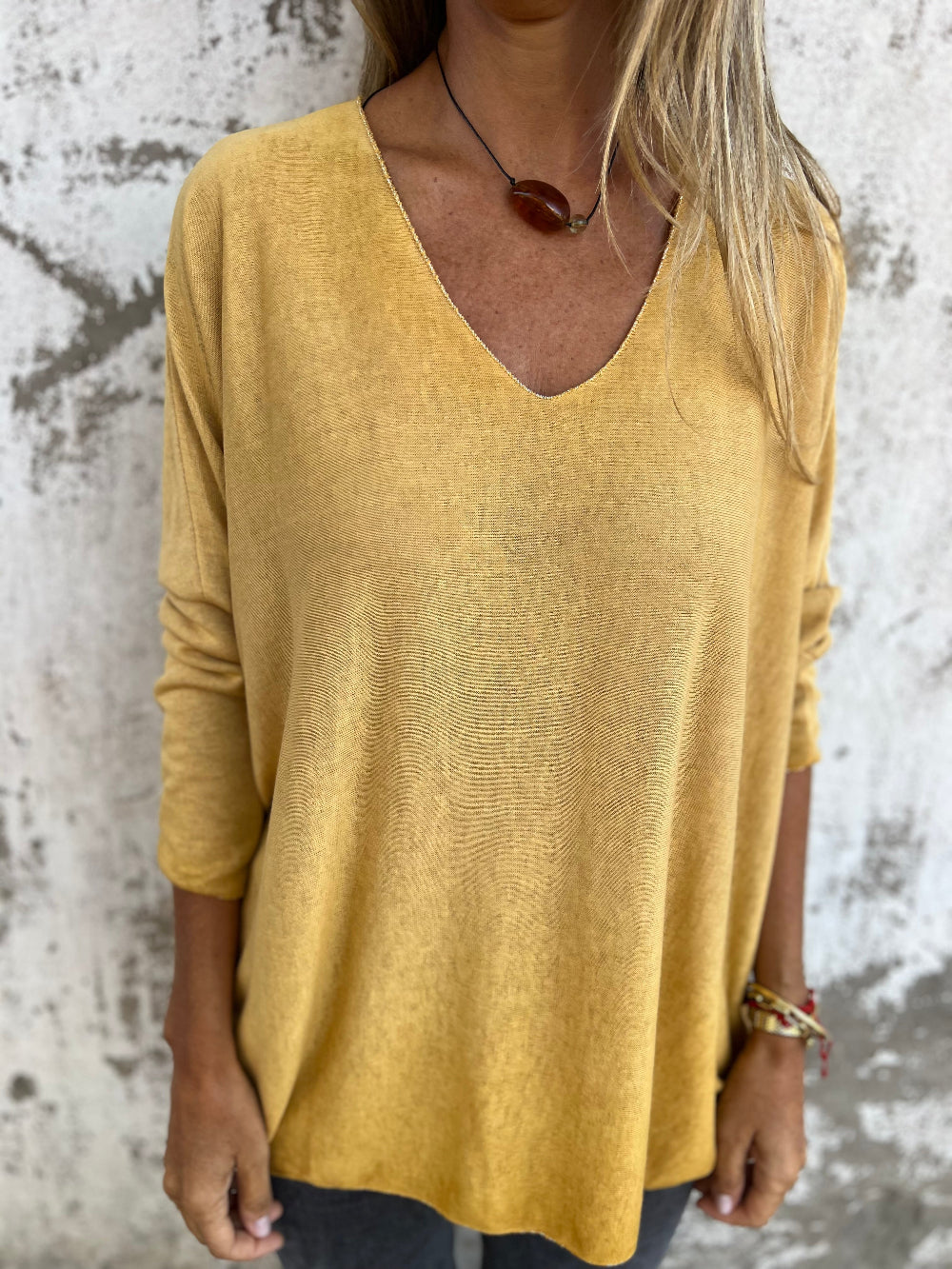 Polera hilo venecia mostaza