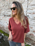 Polera tejida mangas amplias terracota