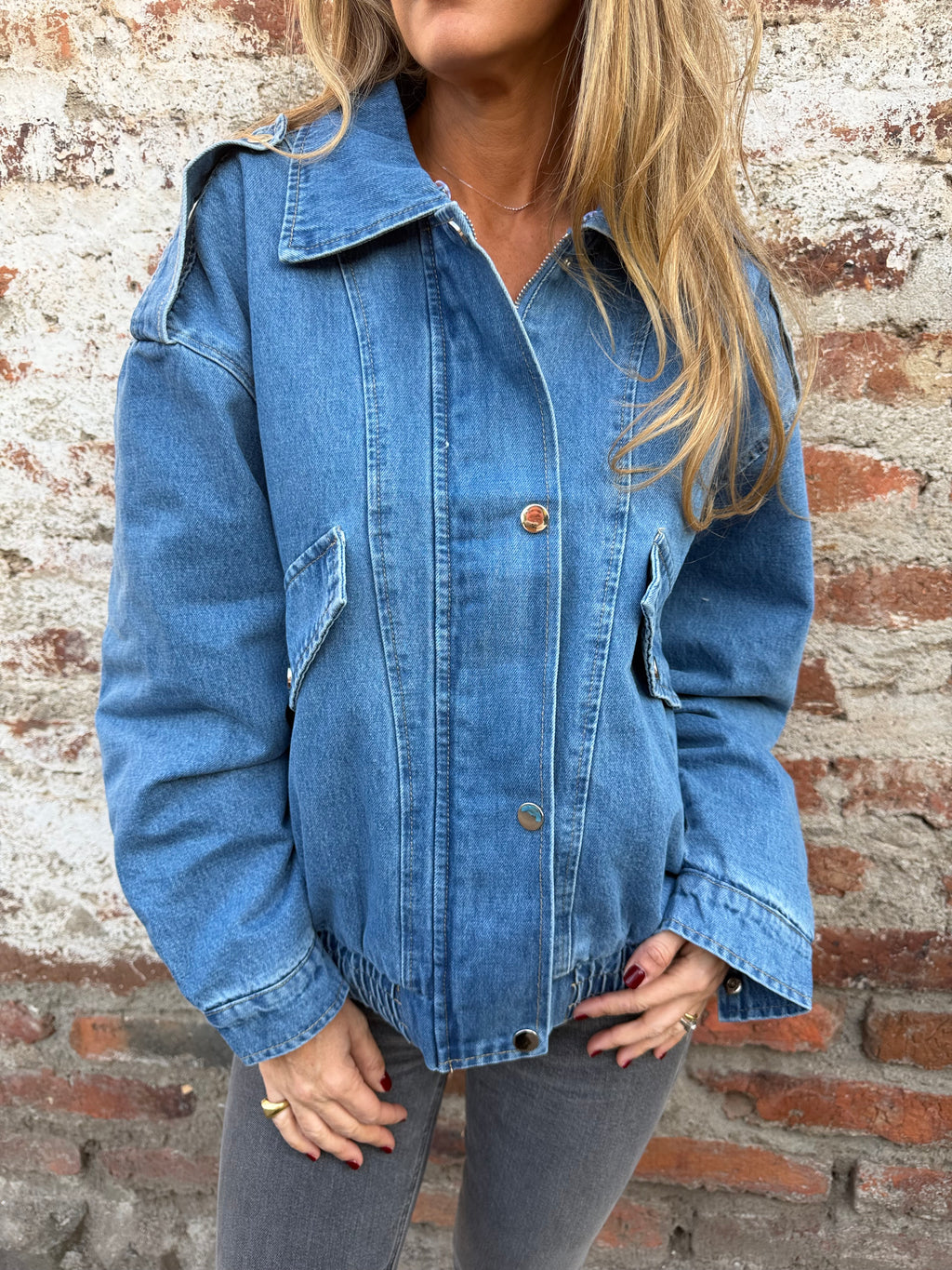 Maxxi bomber acolchada bluejean celeste claro