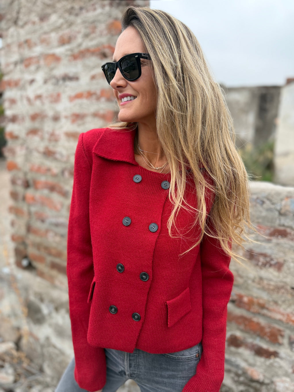 Chaleco tipo chaquetita rojo italiano