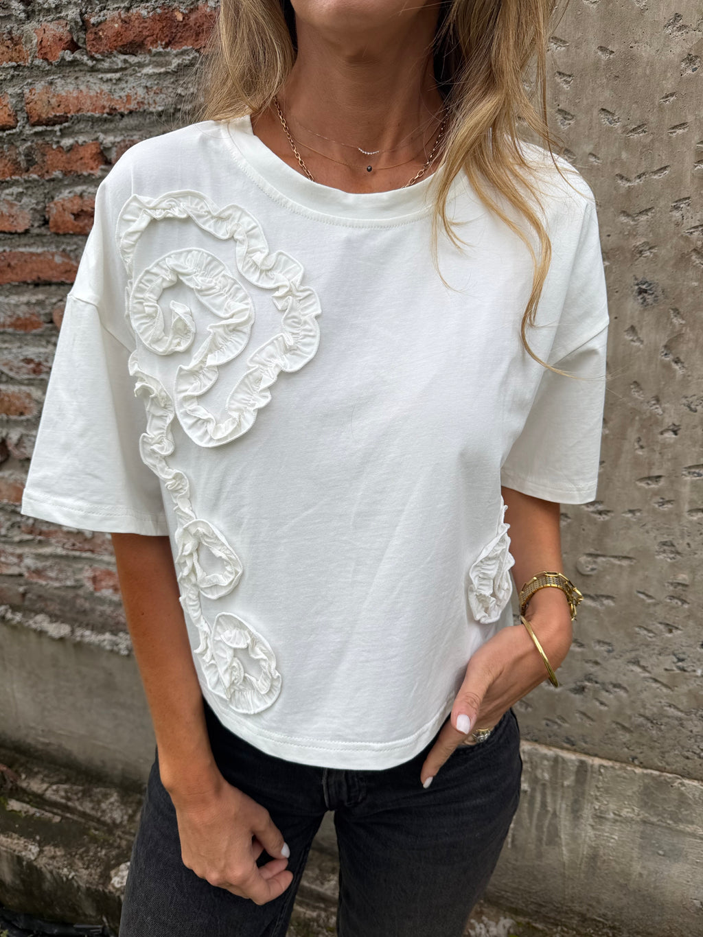 Polera las flores blanca