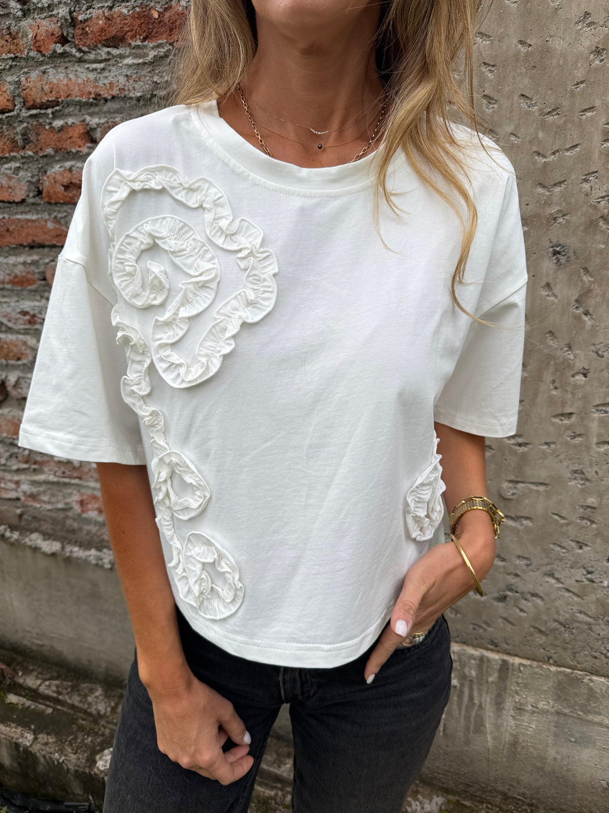 Polera las flores blanca
