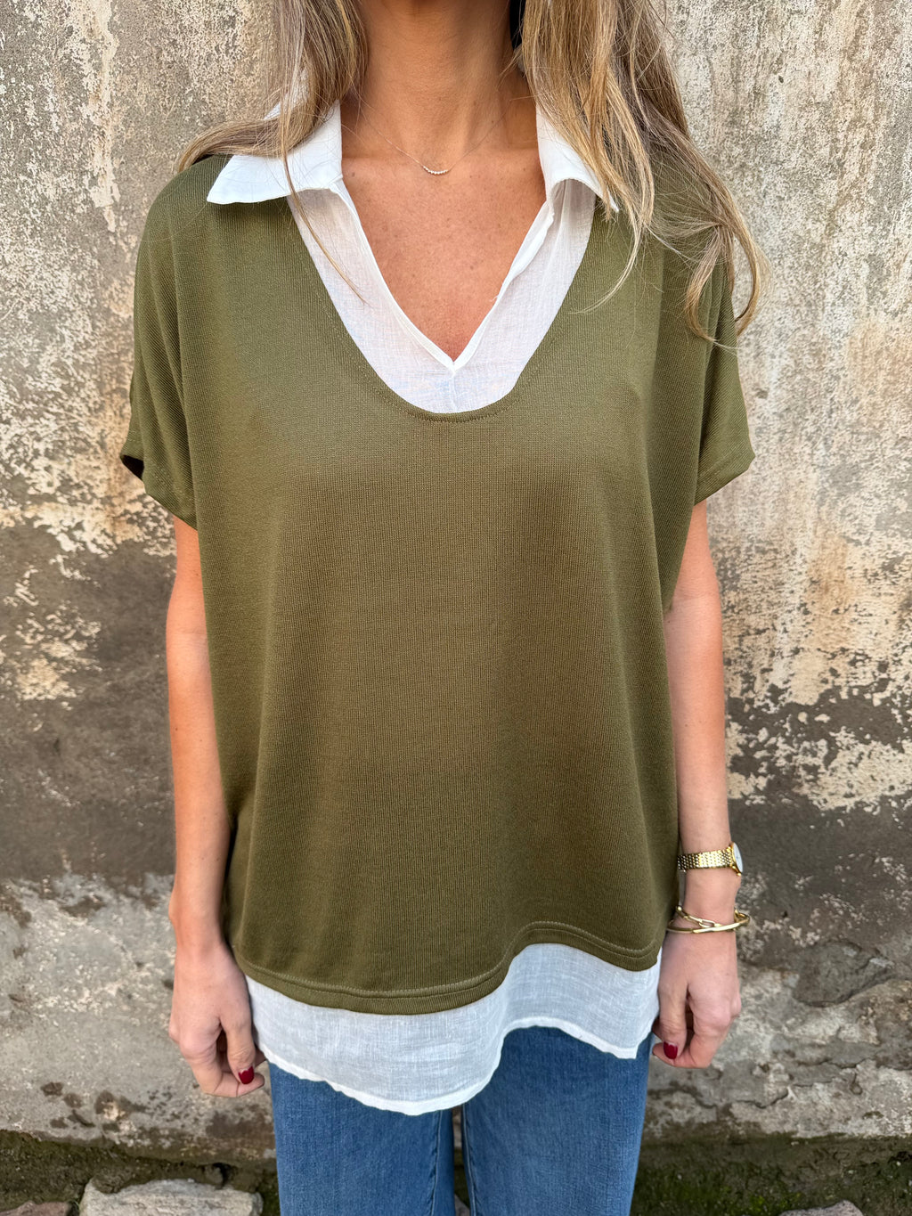 Blusa/ polera verde musgo
