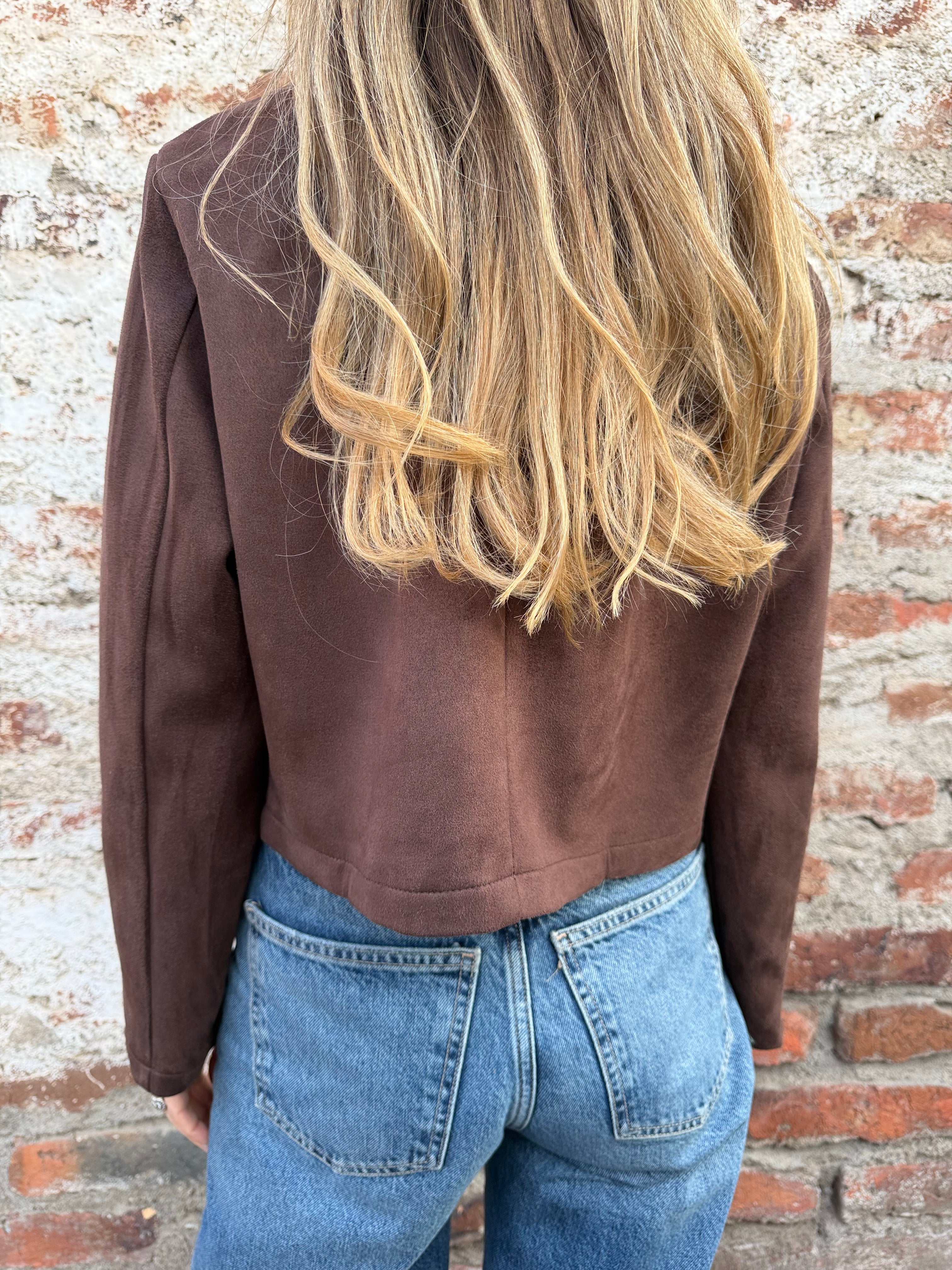 Chaqueta simple suede cafe