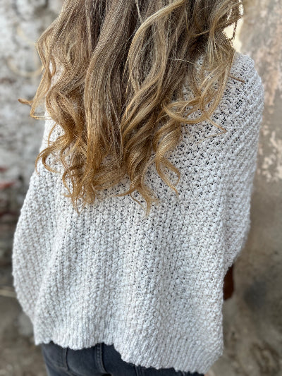 New chaleco V lana chenille crudo