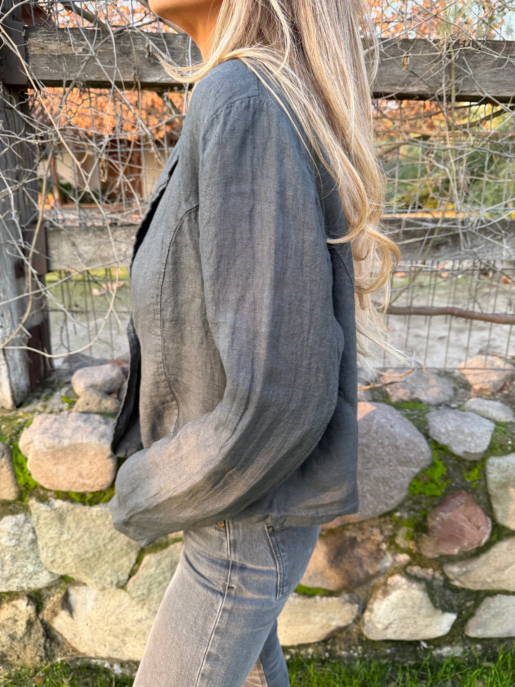 Blazer 100% lino gris