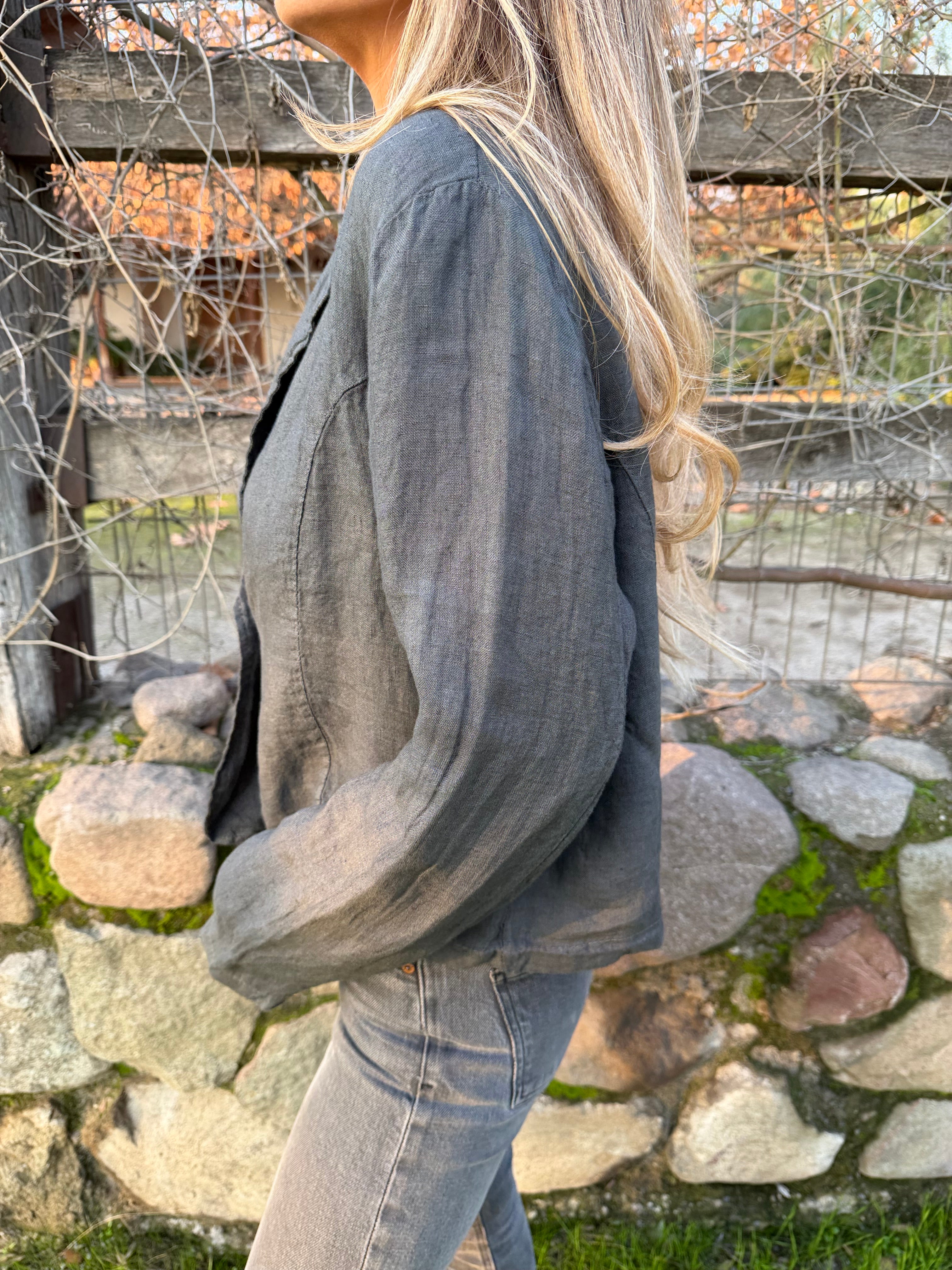 Blazer 100% lino gris