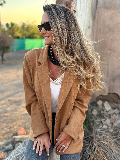 Blazer efecto gamuza camel