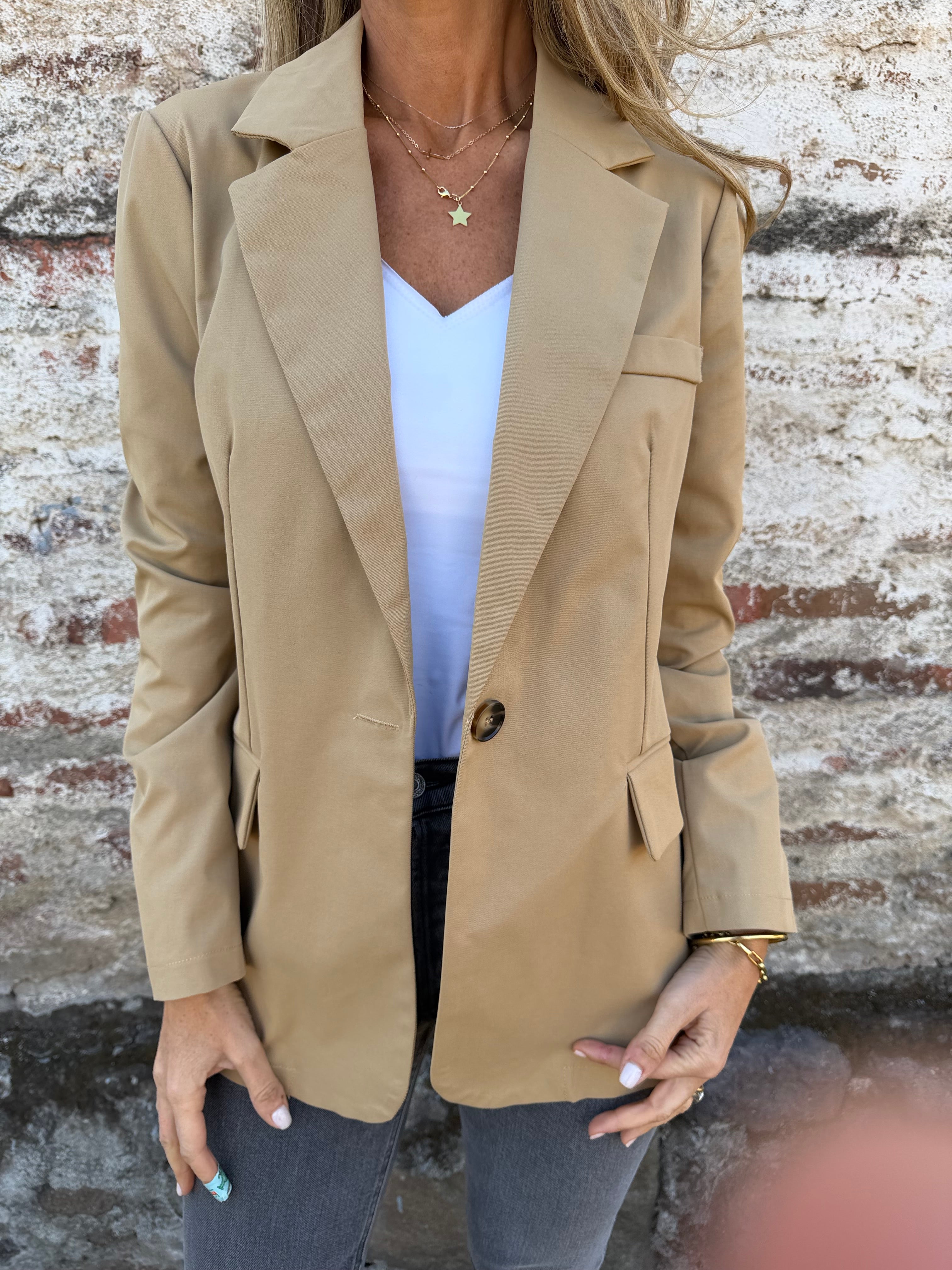 Blazer gabardina premium camel