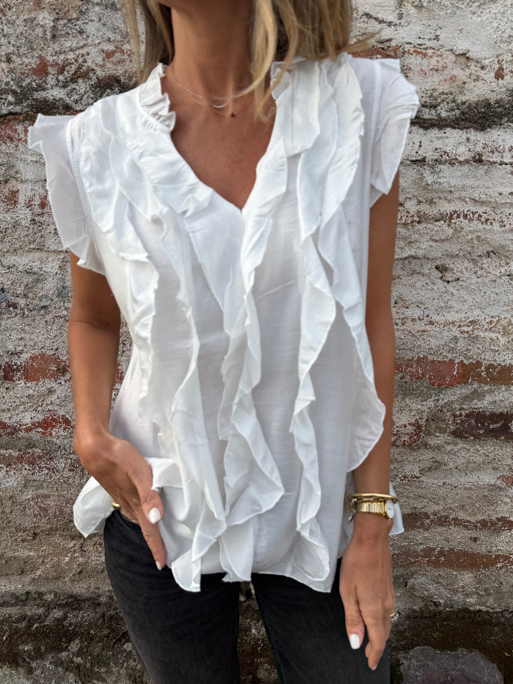 Blusa doble volados blanca
