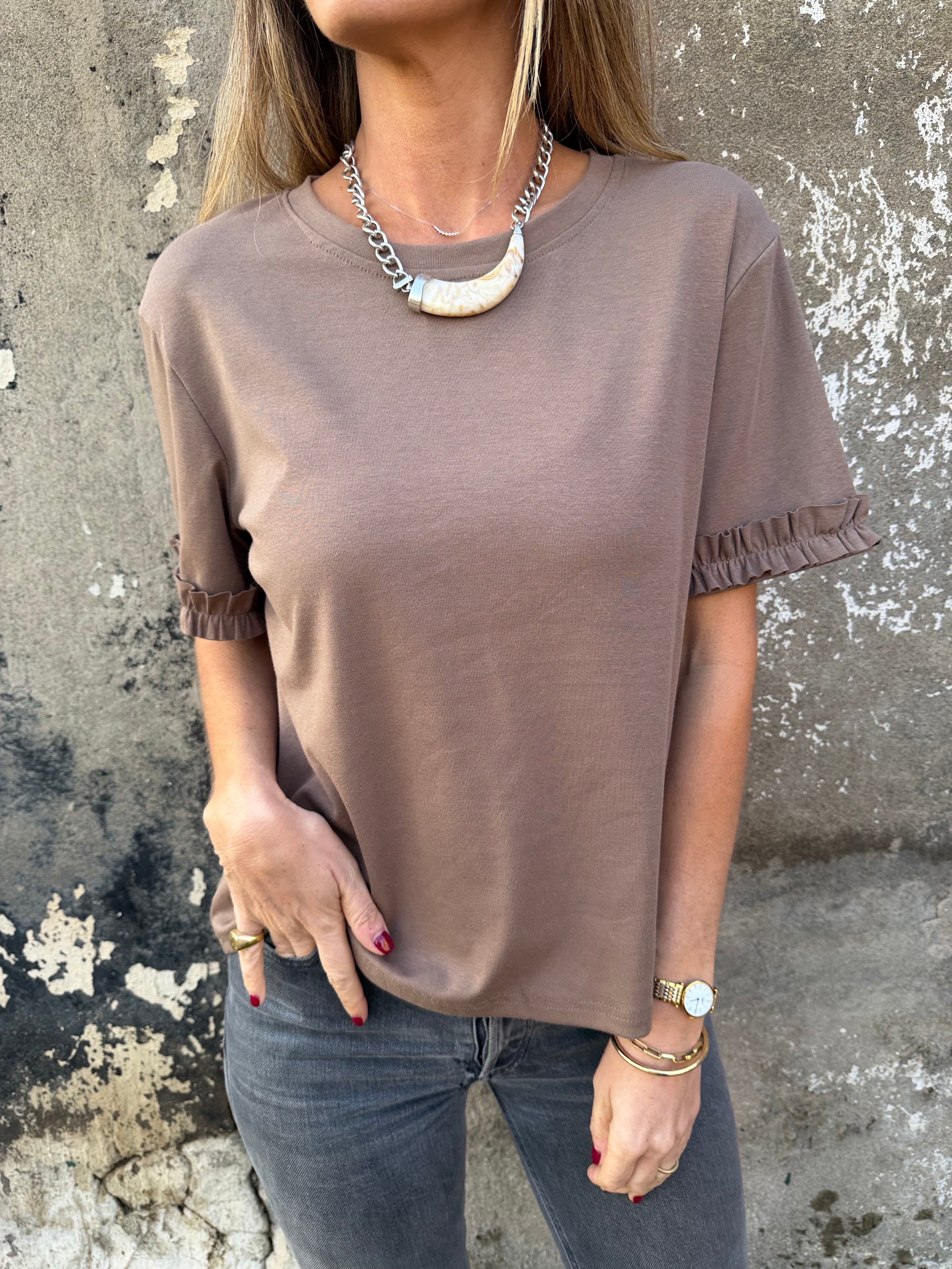 Polera modal vuelitos café
