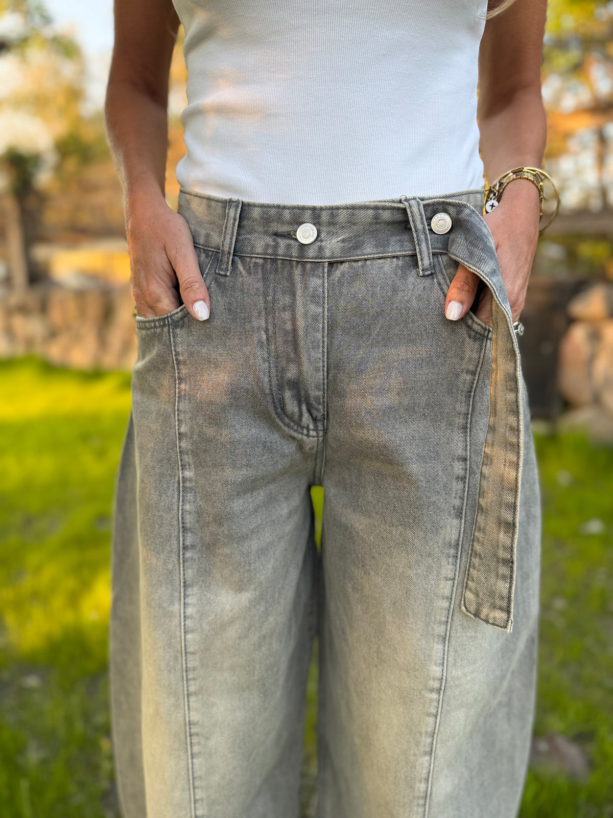 Bluejean new barrel cinto gris