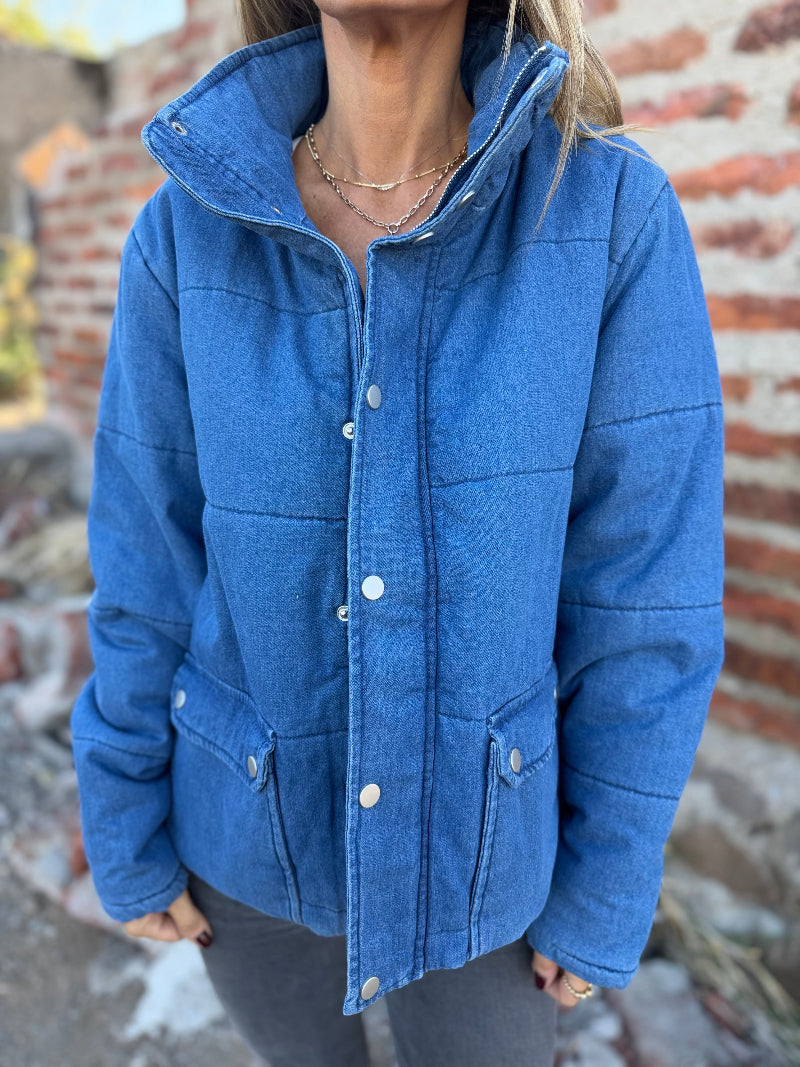 Puffa botones bluejean azul