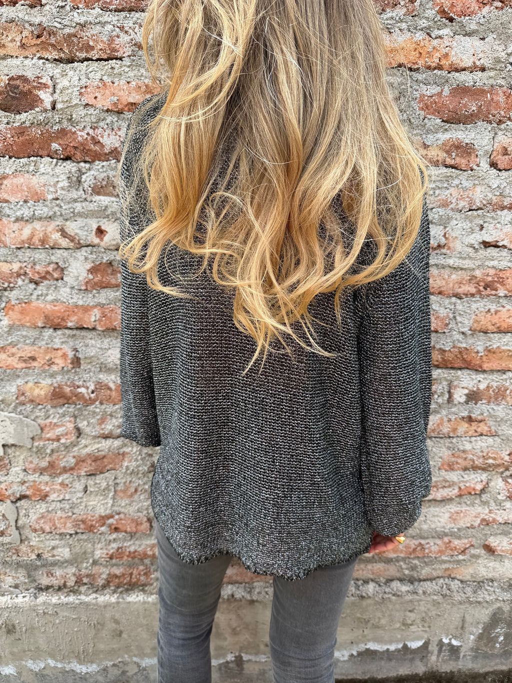 Chaleco lurex manga aglobada negro
