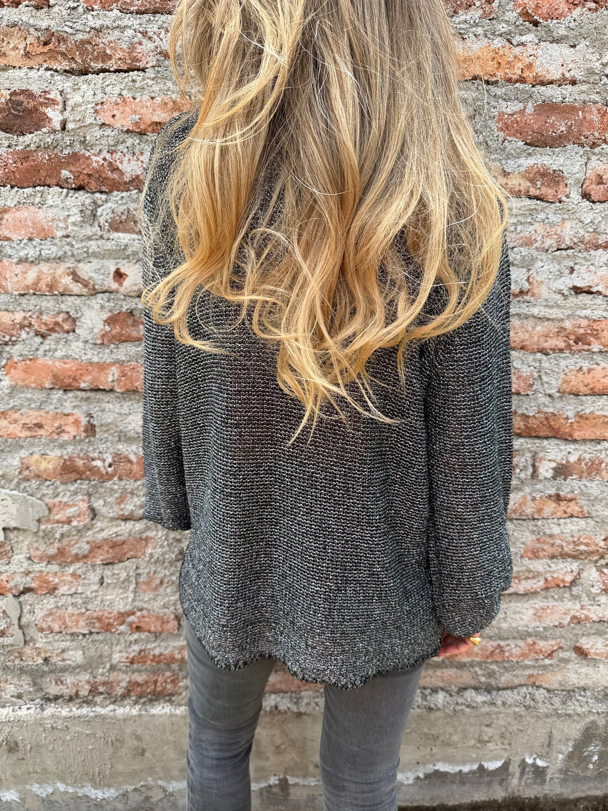 Chaleco lurex manga aglobada negro
