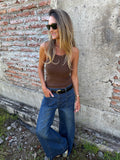Bluejean ancho bolsillos adelante azul