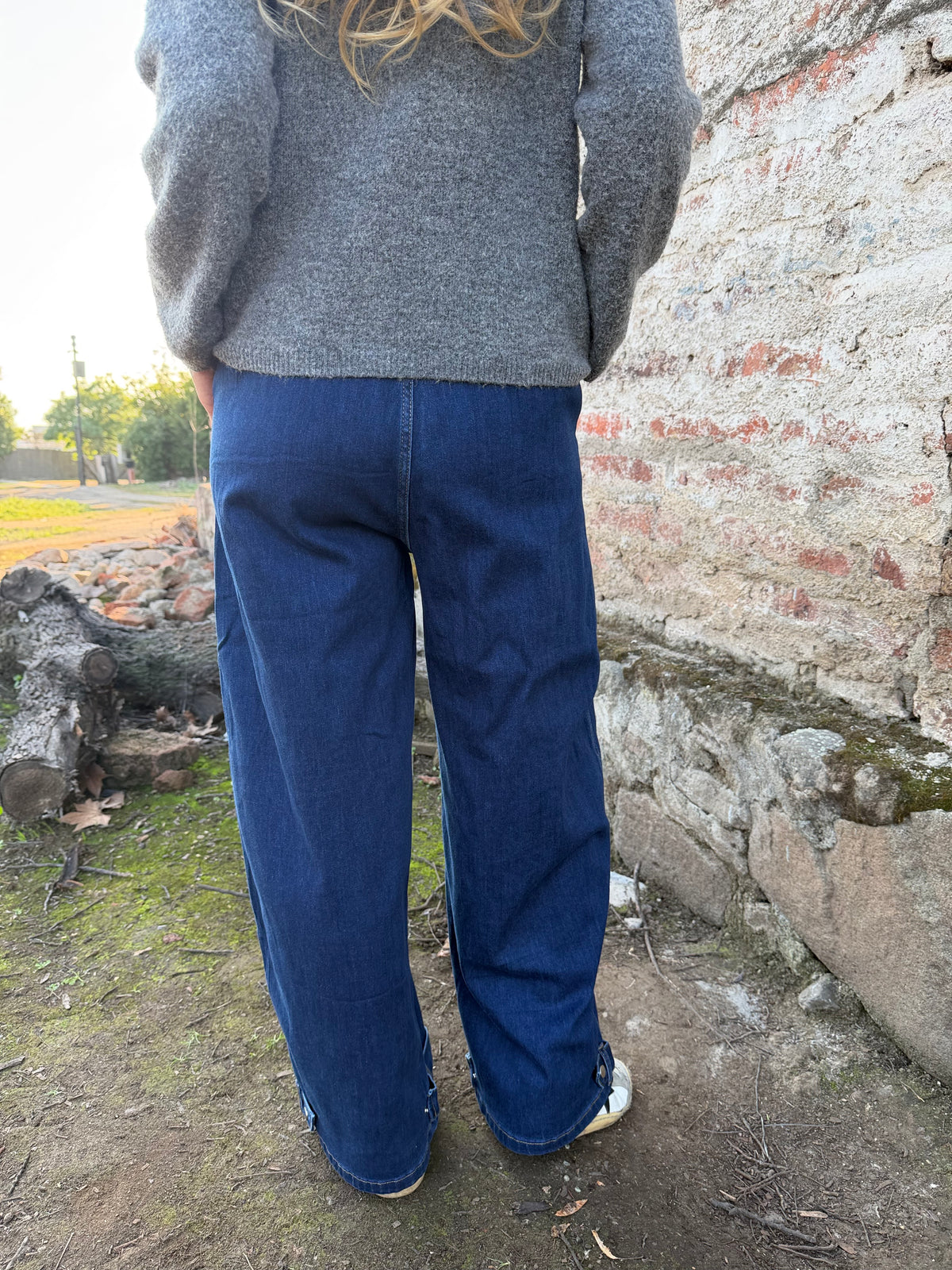 Bluejean pierna ancha new pinzas azul marino