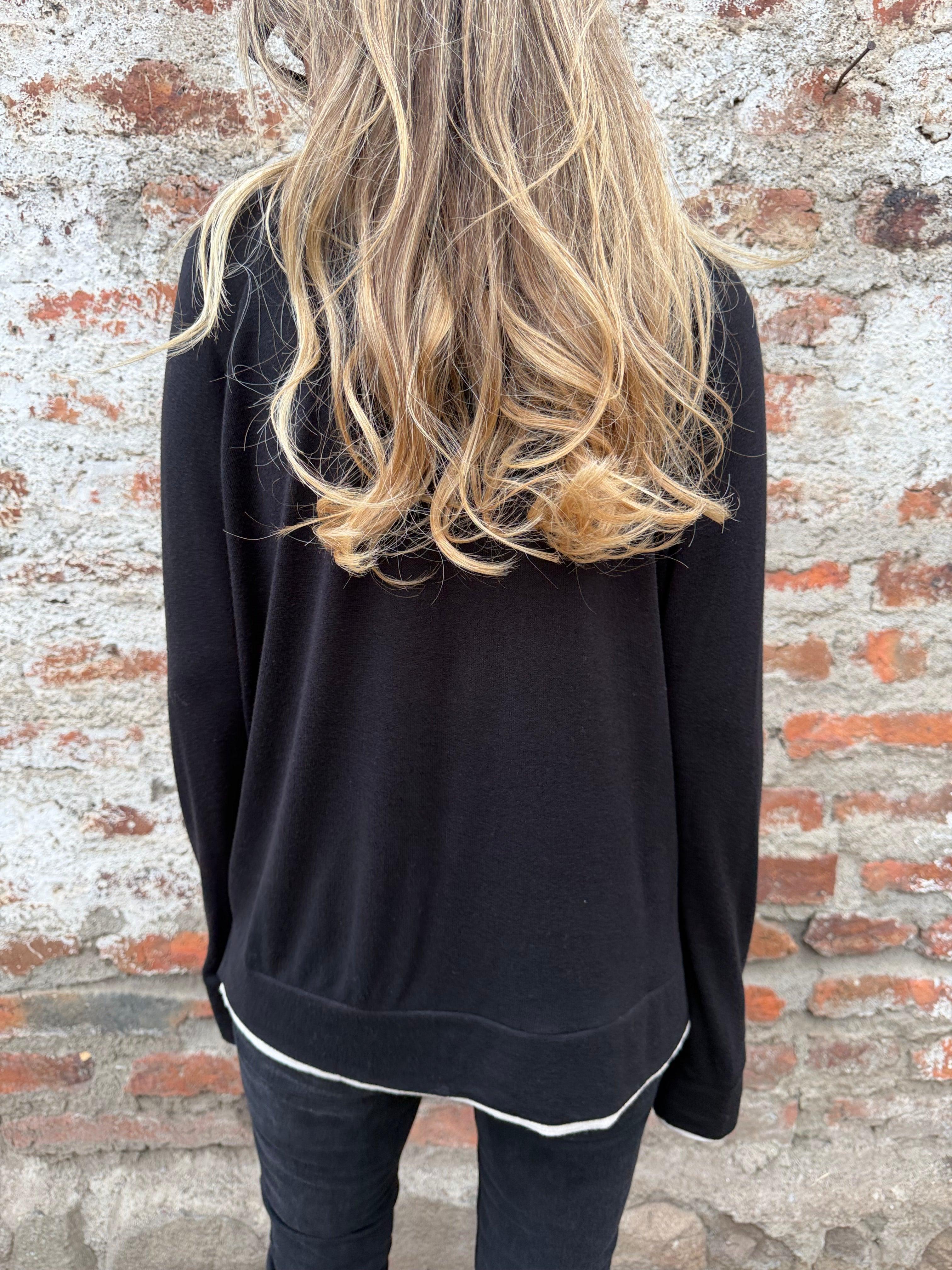 Polera lanilla doblez negra