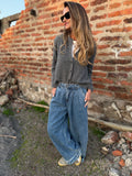 Bluejean pierna ancha new pinzas azul