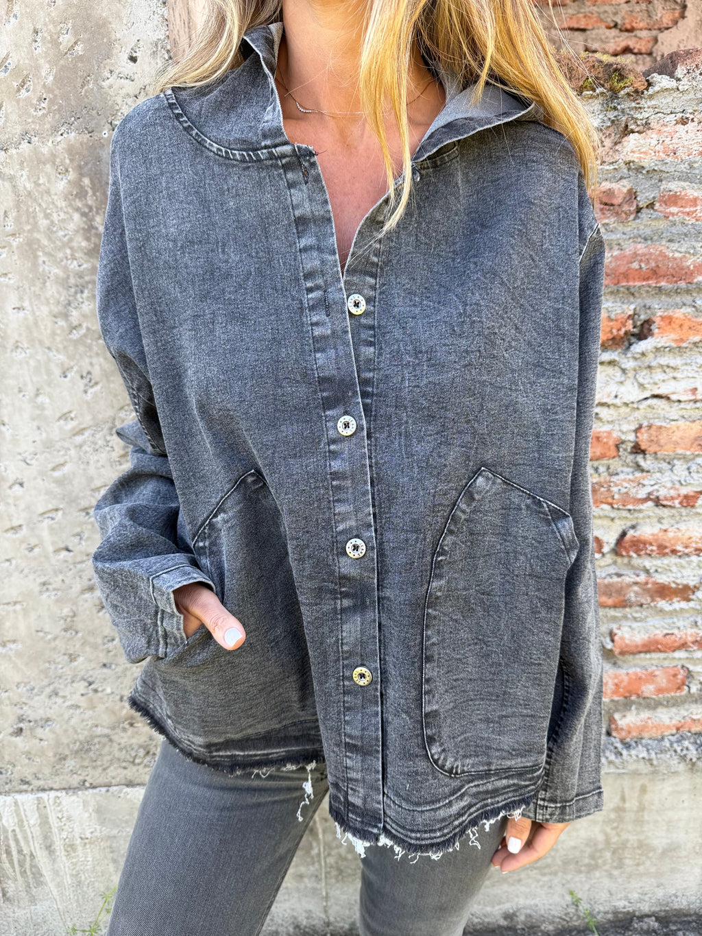 Chaqueta bluejean delgado negra