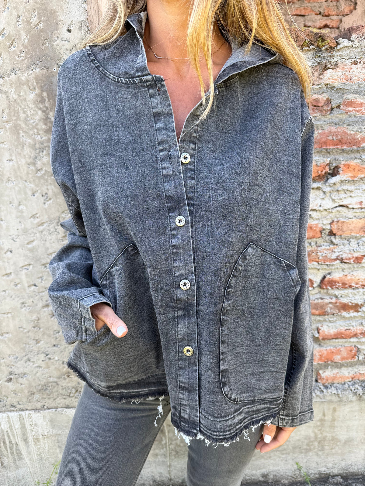 Chaqueta bluejean delgado negra