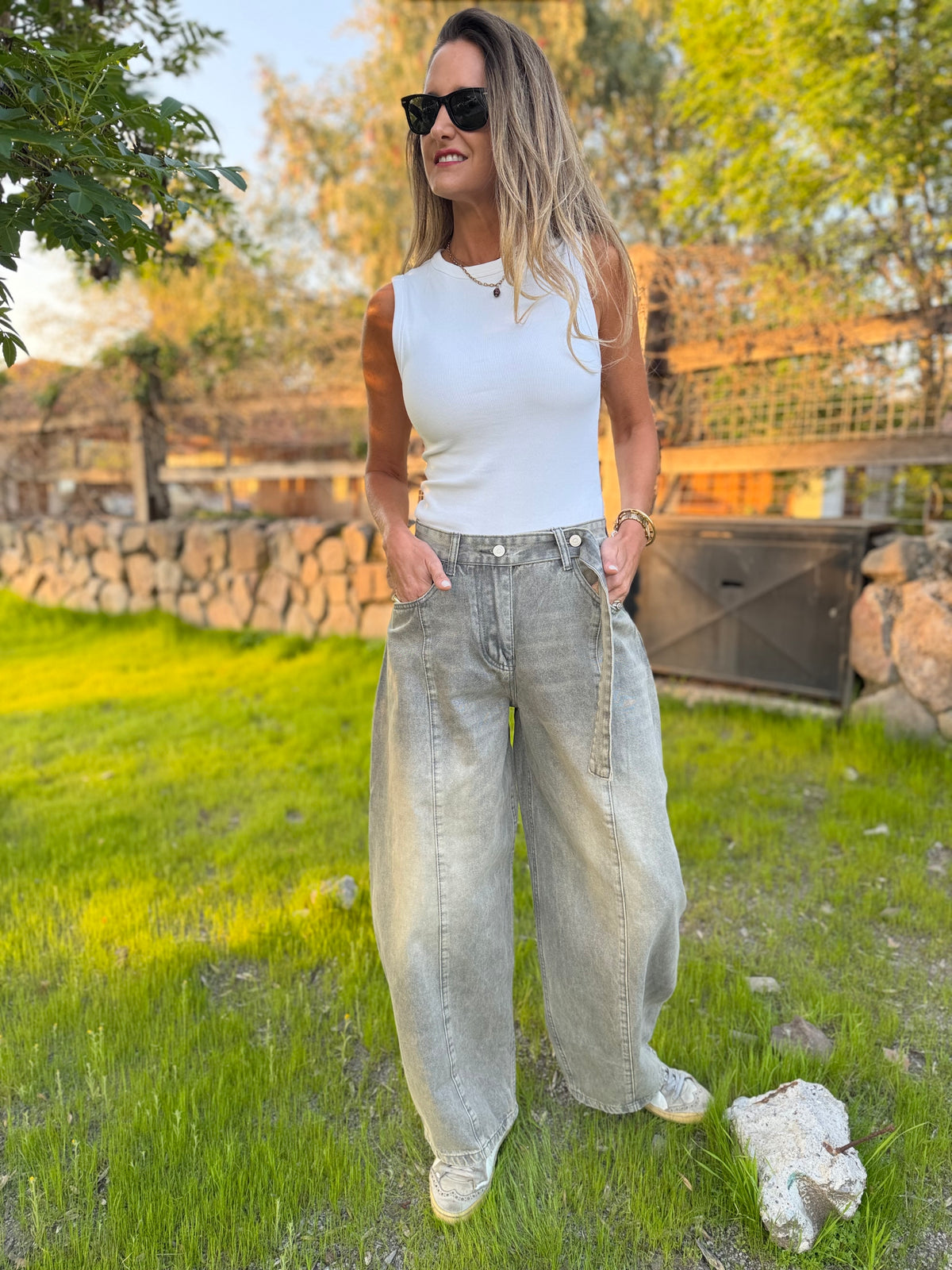 Bluejean new barrel cinto gris