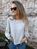 Blusa rayón manguitas globo beige