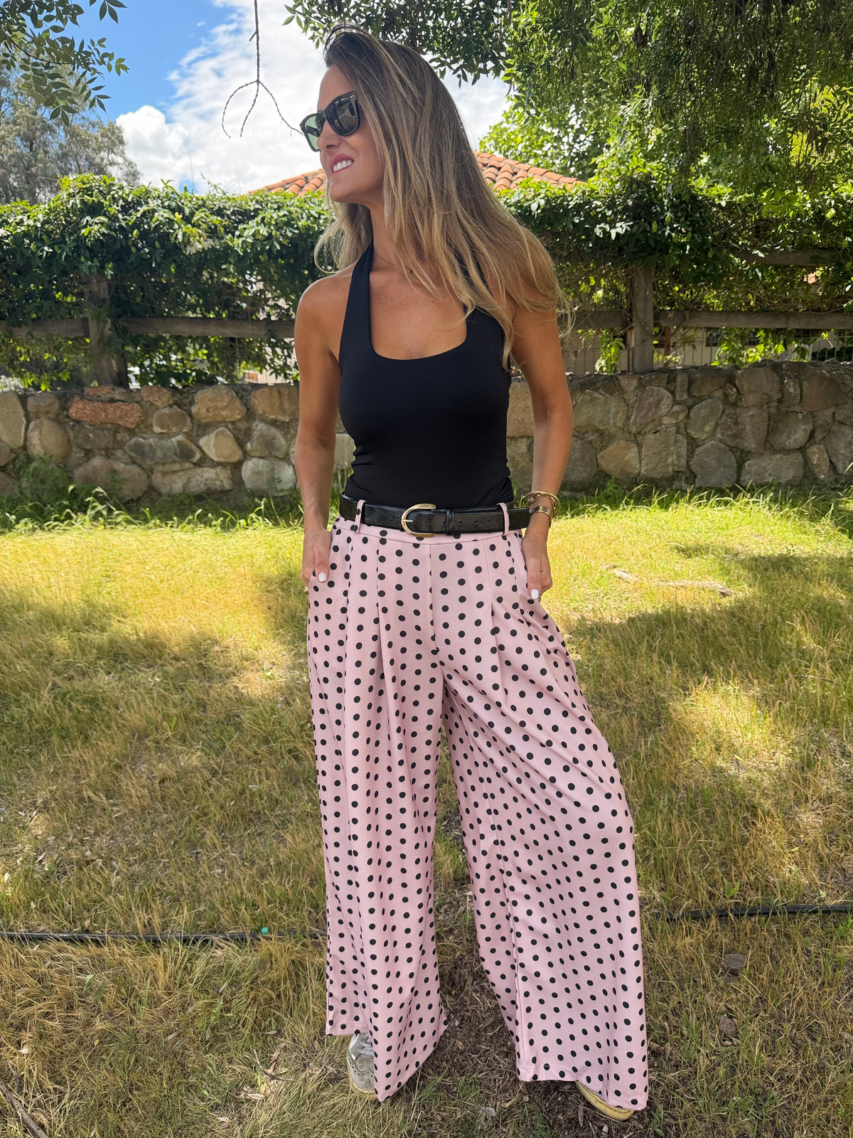 New palazo polca dots rosado claro