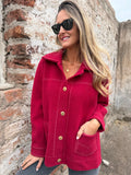 Abrigo tipo chaqueta botón gold rojo guinda