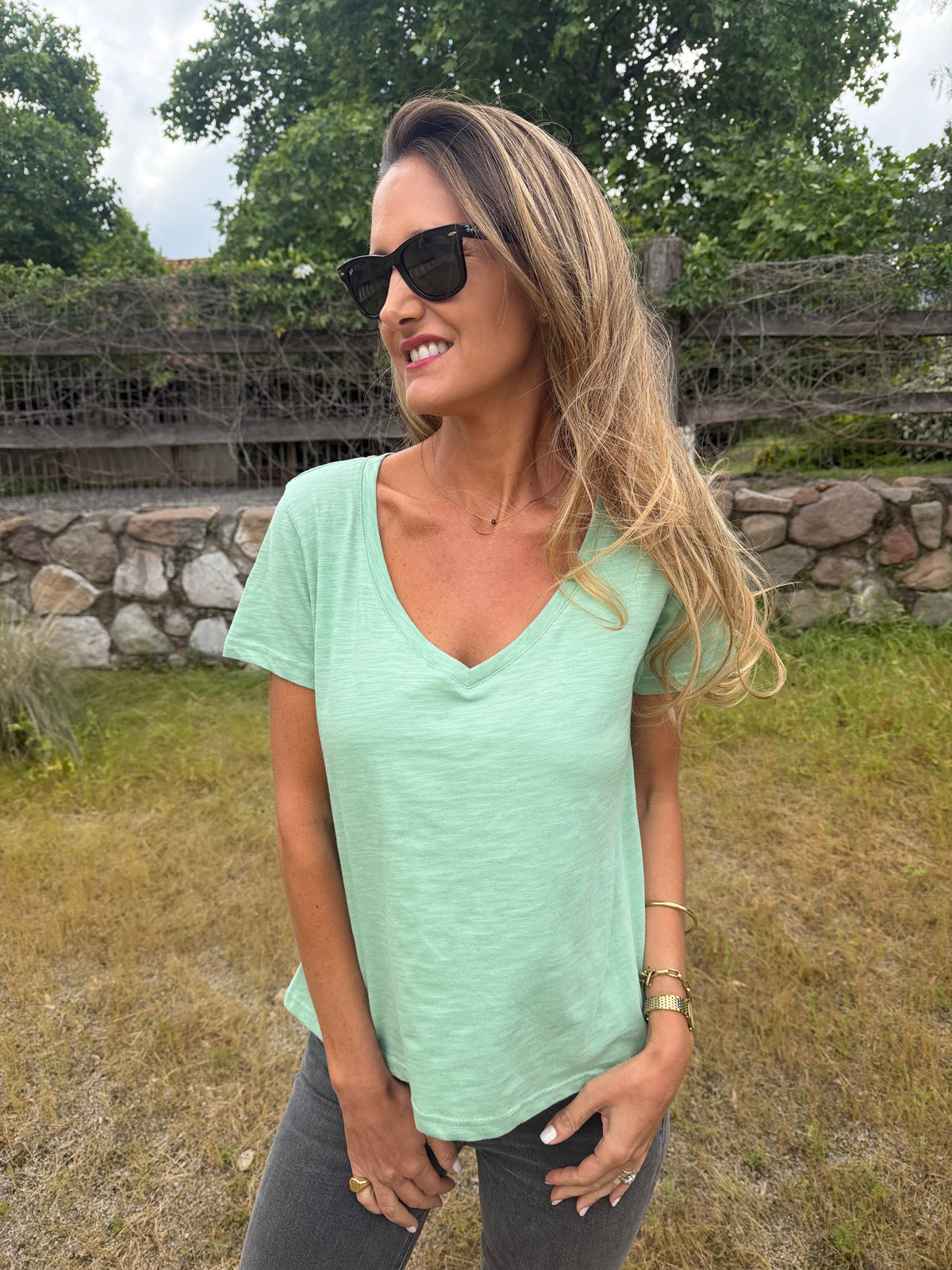 Polera hiper básica algodón menta