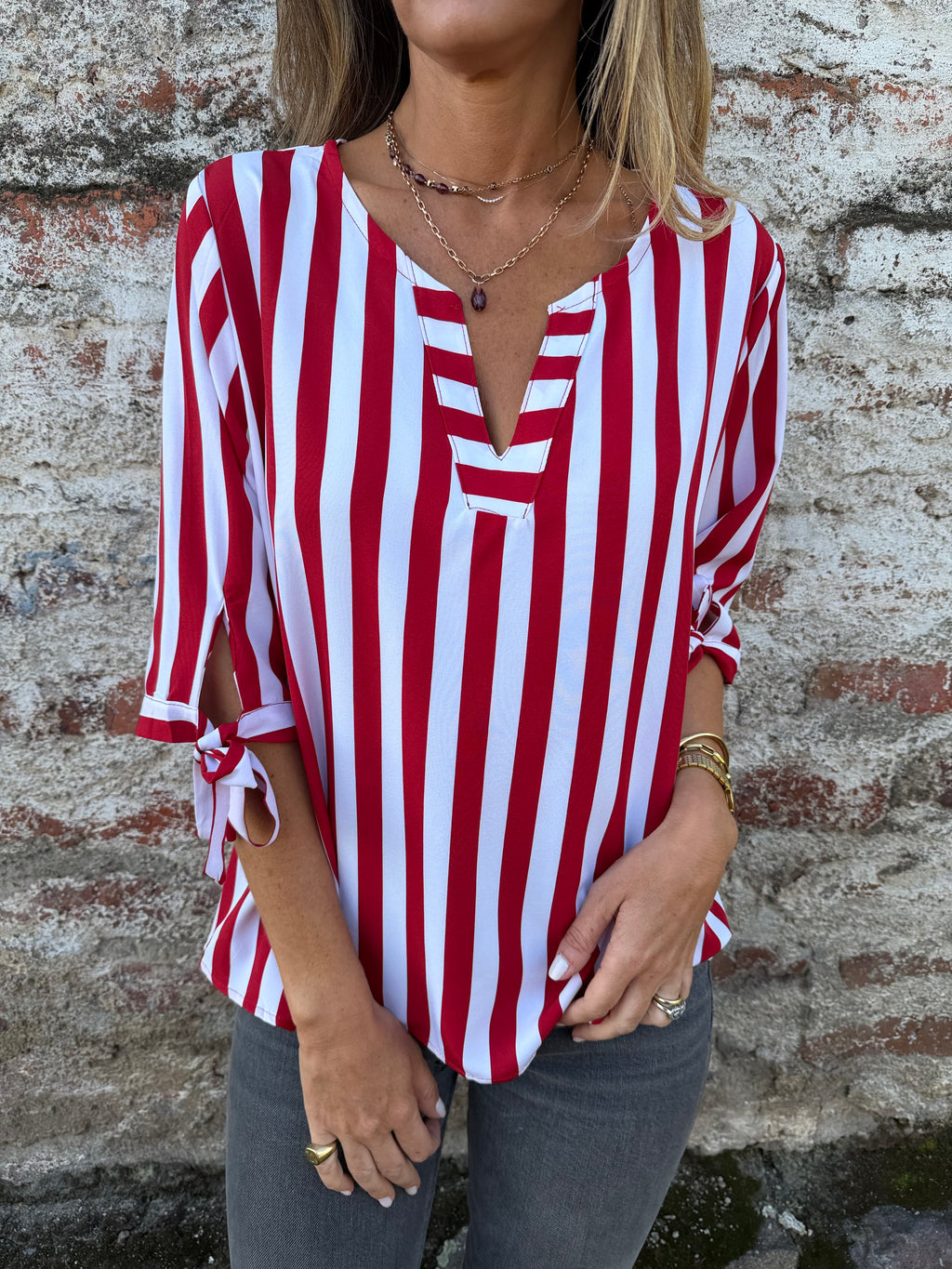 Blusa líneas roja