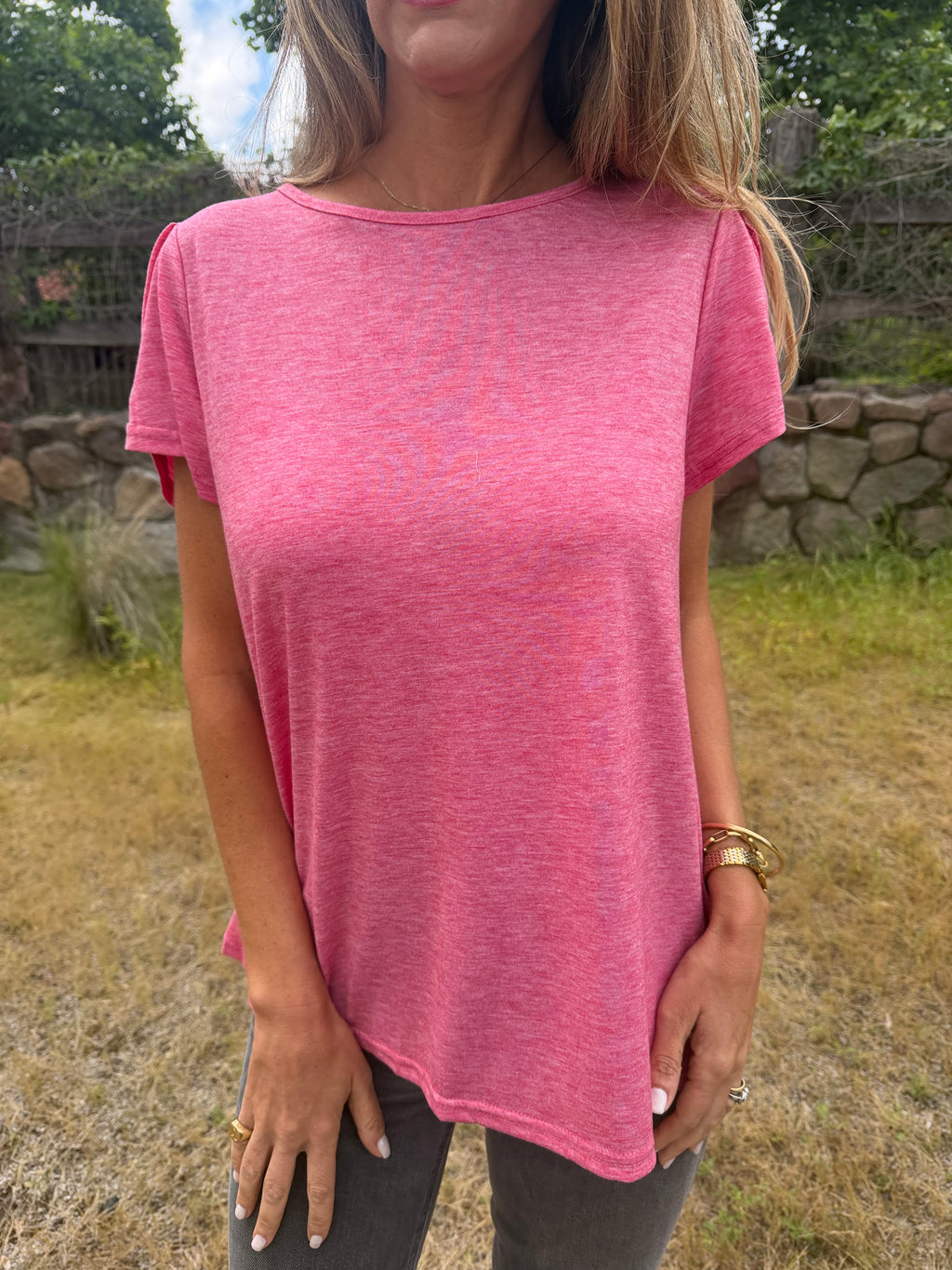 Polera algodón nudo espalda frambuesa