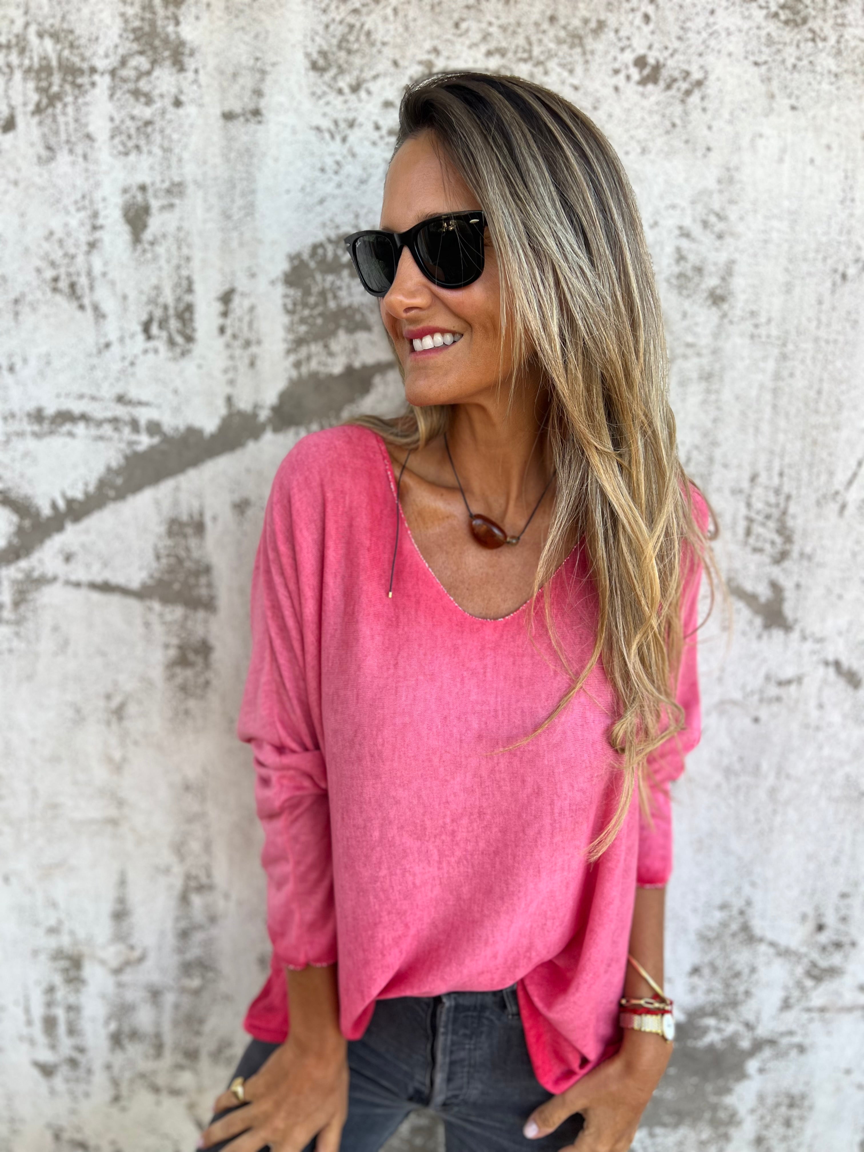 Polera hilo venecia fucsia