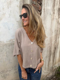 Polera/ Chaleco hilo brillos sutiles beige
