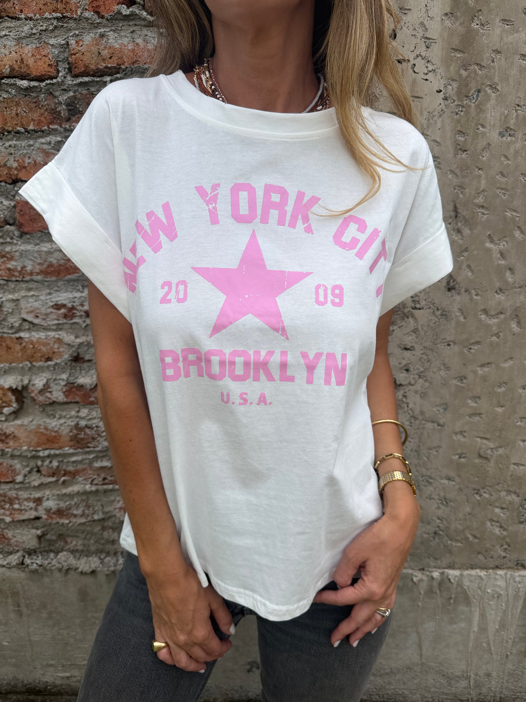 Polera new york blanca