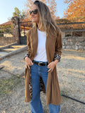 Trench cotelé fondo print camel