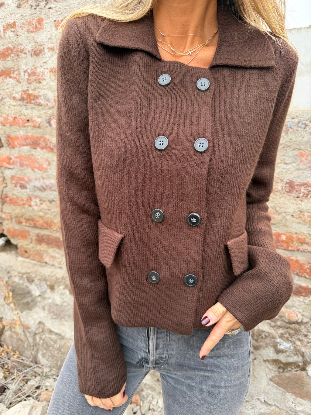 Chaleco tipo chaquetita café