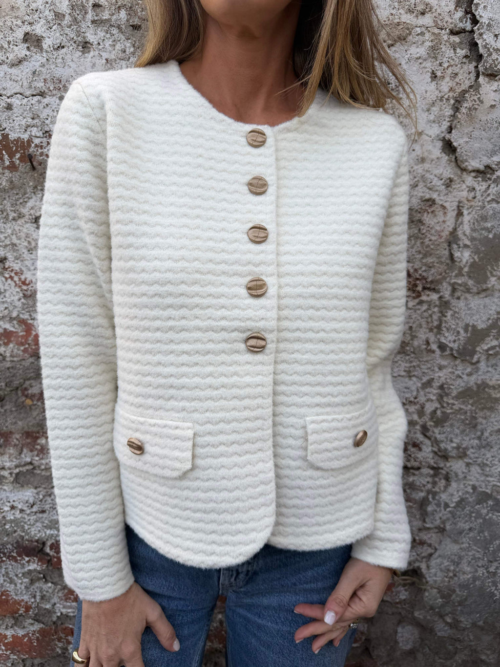 Chaqueta paño waves blanca