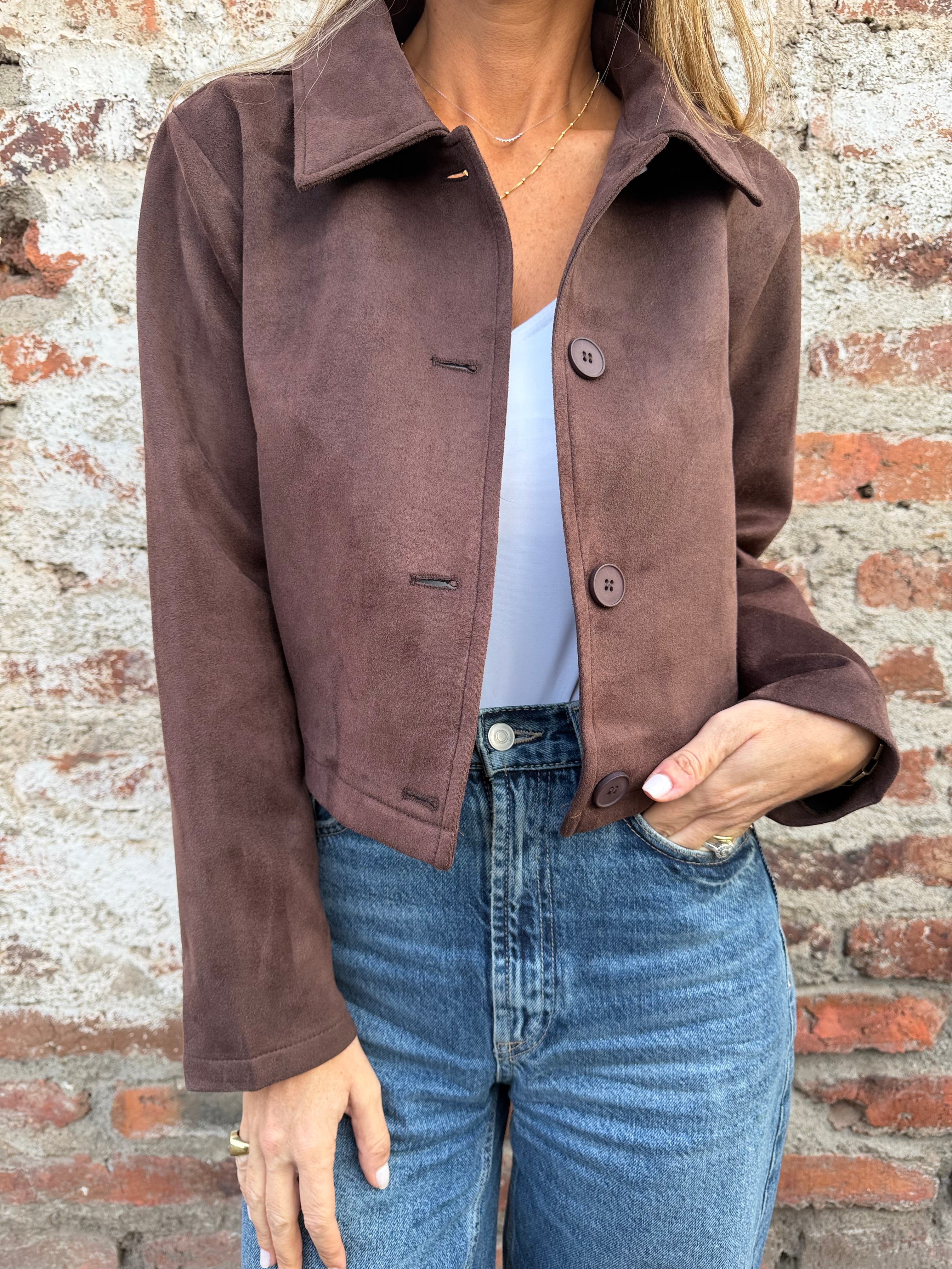 Chaqueta simple suede cafe