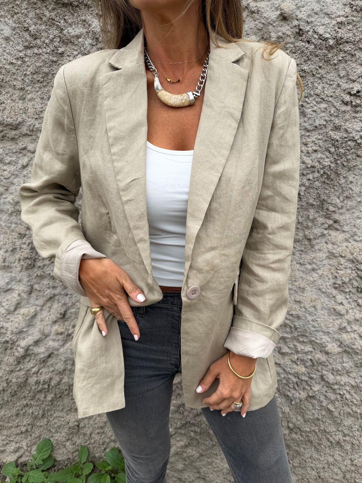 Blazer 100% lino perfecto beige