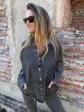 Chaqueta bluejean delgado negra