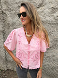 Blusa broderie completa rosada