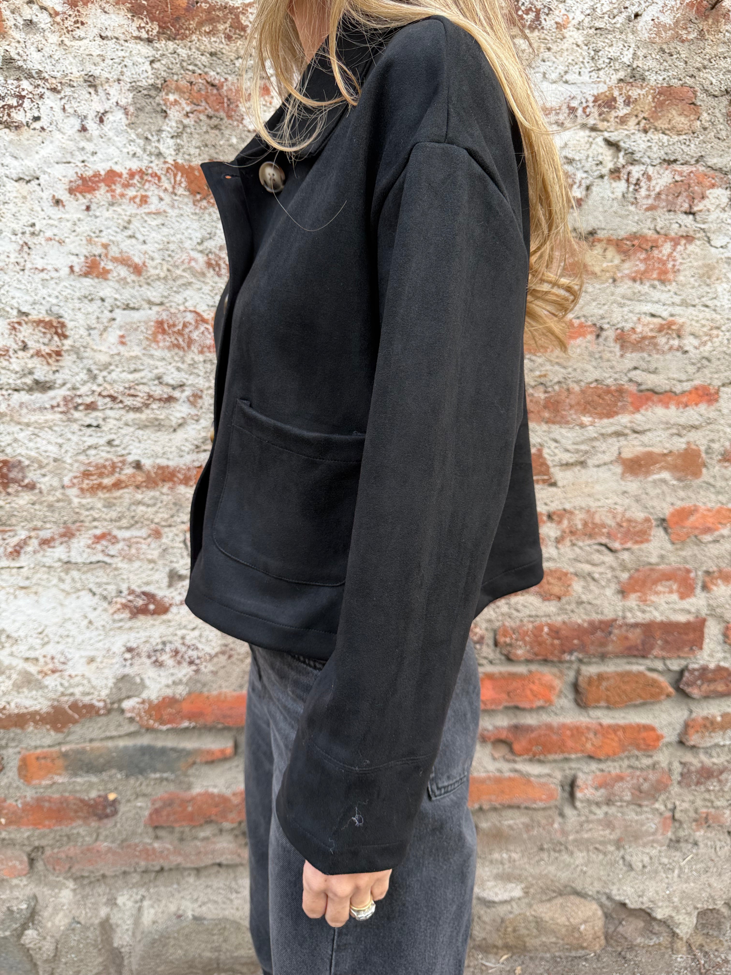 Chaqueta suede pocket negro