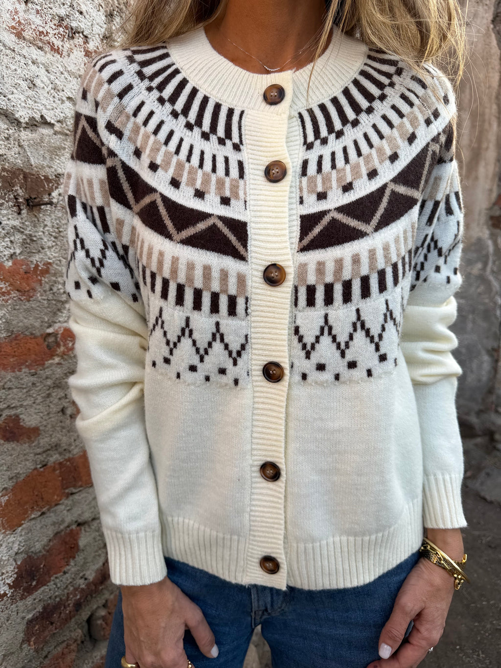 Chaleco jacquard clásico blanco