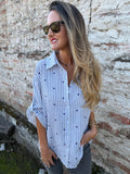 Blusa líneas y corazones azul