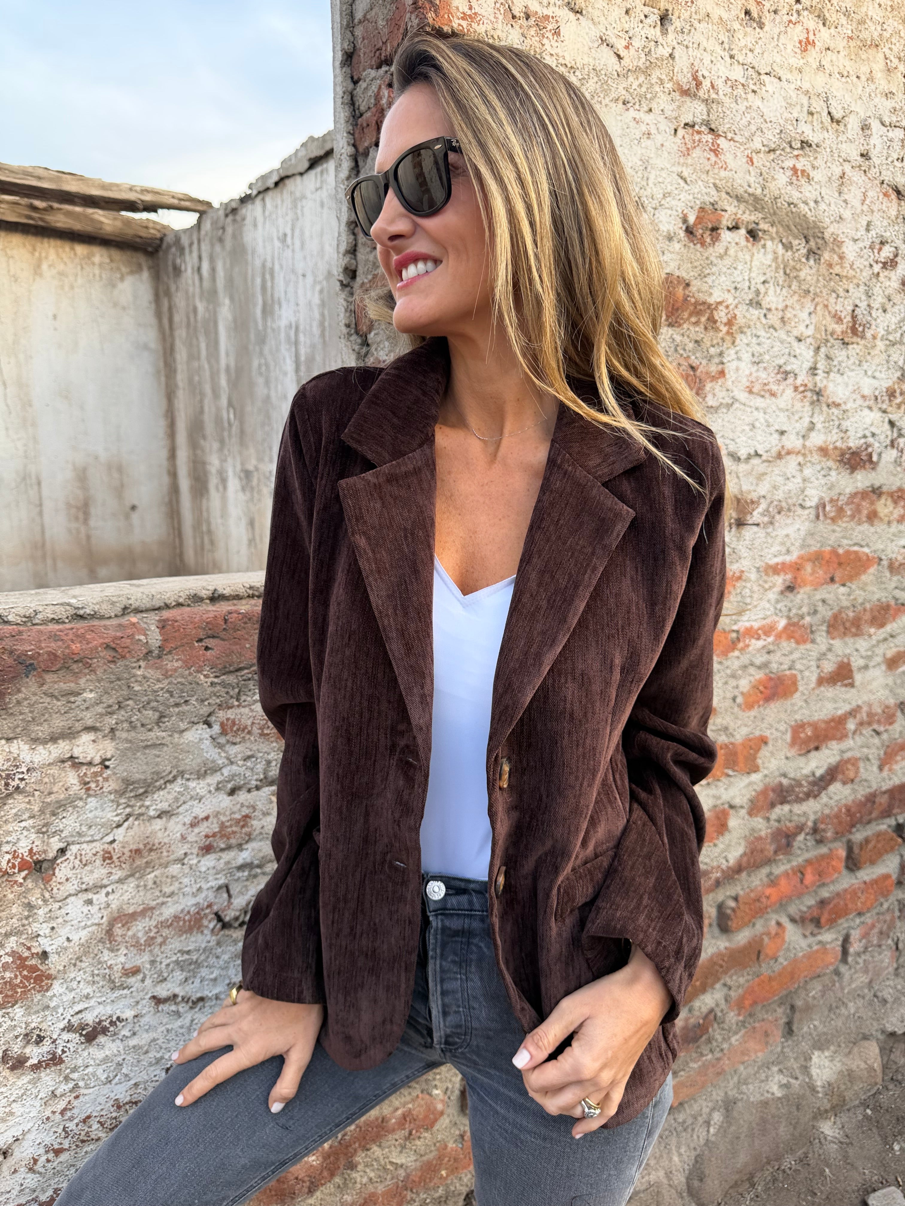 Blazer textura cafe oscuro
